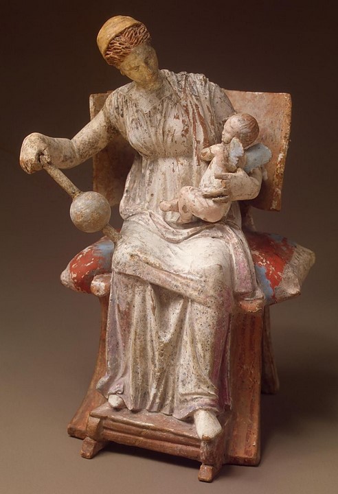 Afrodite ed Eros, terracotta da Tanagra in Beotia. 325-275 a.C. - Museo Hermitage, Pietroburgo RU