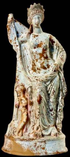 Statuina in terracotta raffigurante Afrodite con Eros, II secolo a.C  - Museo Archeologico di Atene EL