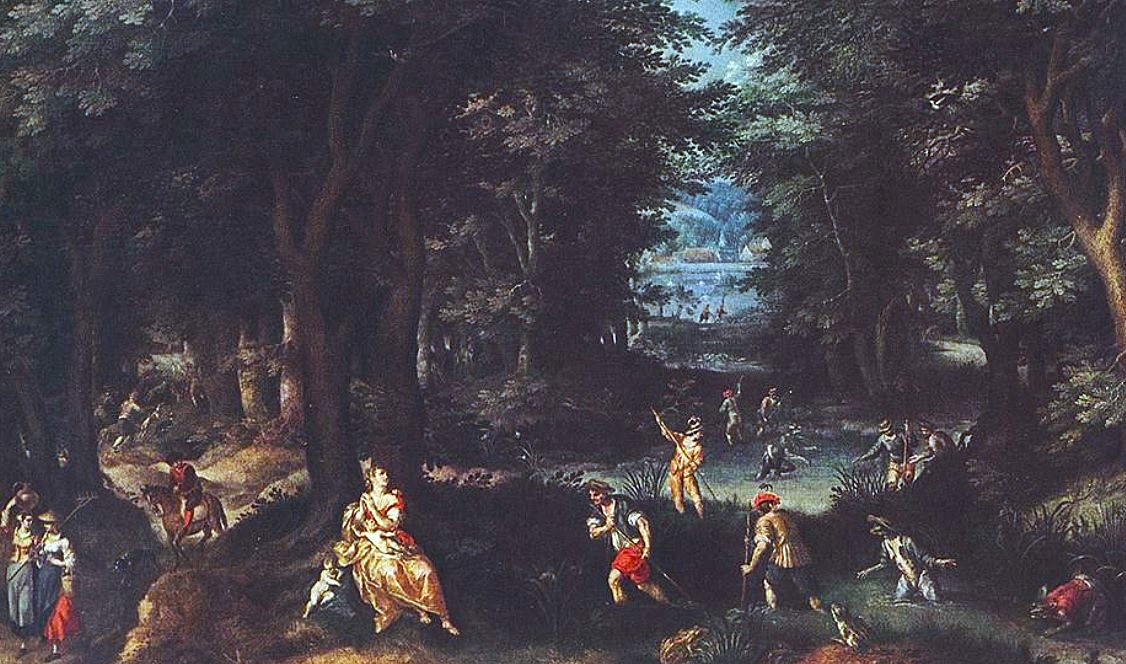 Gillis van Coninxloo: I pastori di Lycia impediscono a Letò di bere l'acqua dello Xanthos, XVI sec.